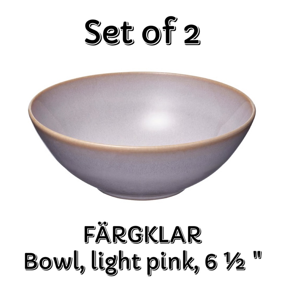 FÄRGKLAR Light Pink Bowl Set